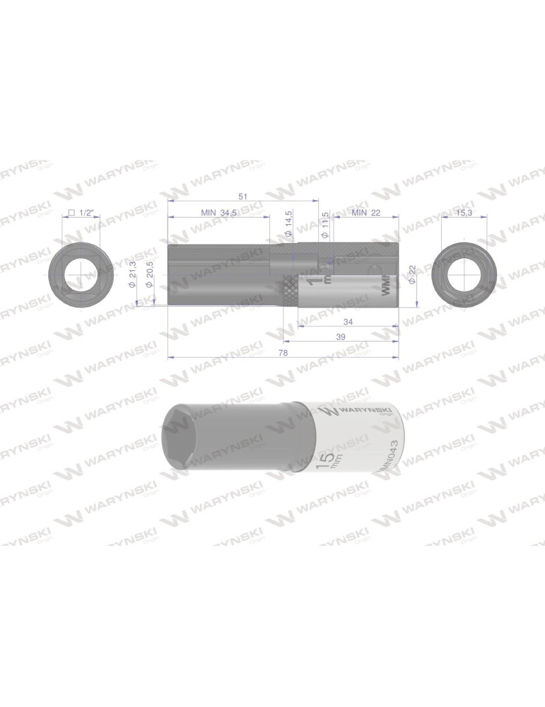 NASADKA SZEŚCIOKĄTNA 1/2"15MM DŁUGA Waryński
WMN043
