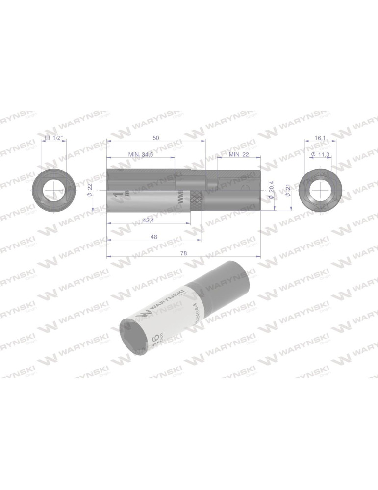 NASADKA SZEŚCIOKĄTNA 1/2"16MM DŁUGA Waryński
WMN044