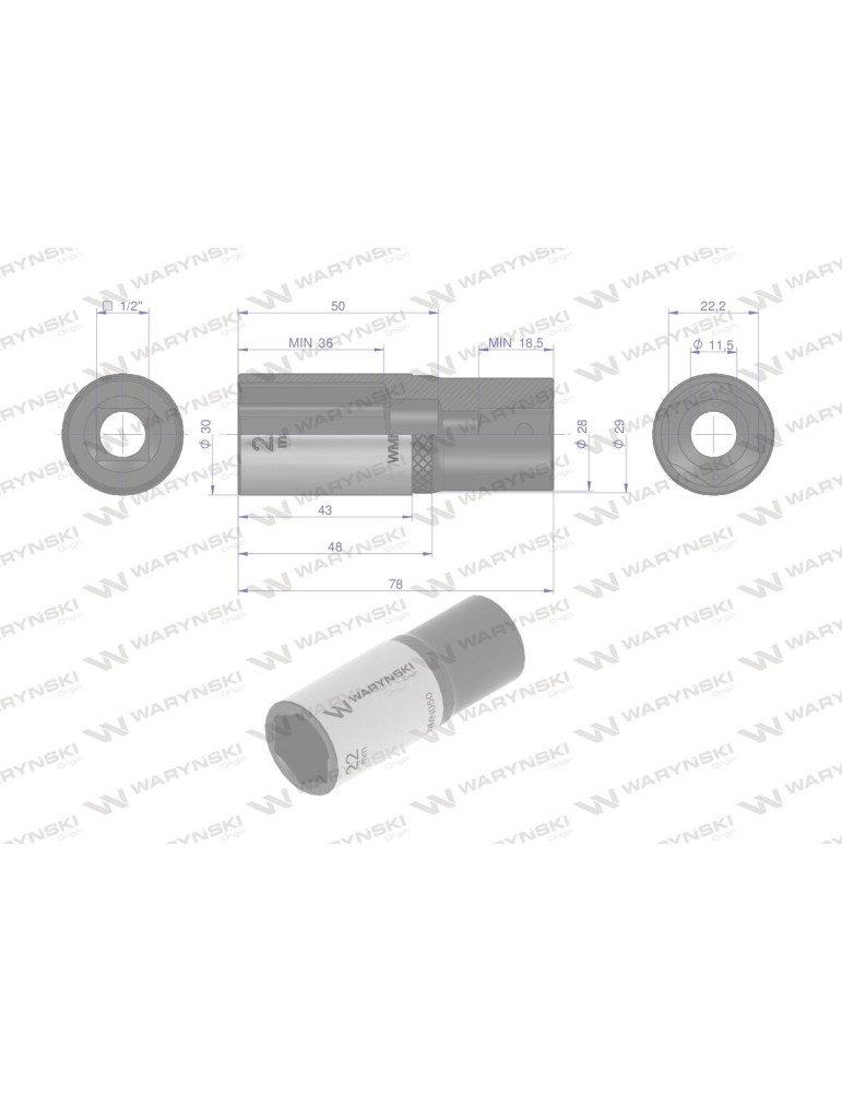 NASADKA SZEŚCIOKĄTNA 1/2"22MM DŁUGA Waryński
WMN050