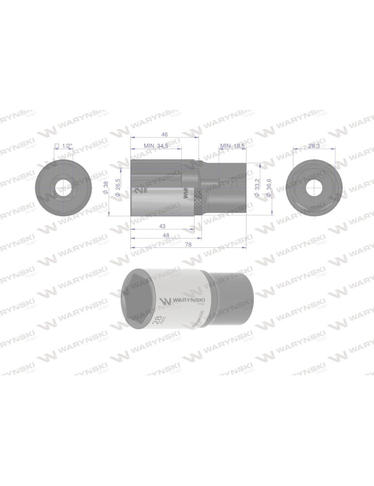 NASADKA SZEŚCIOKĄTNA 1/2"28MM DŁUGA Waryński
WMN056