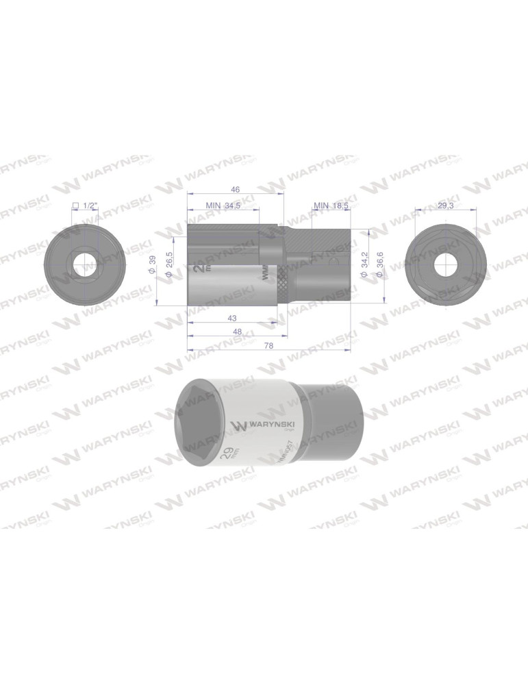 NASADKA SZEŚCIOKĄTNA 1/2"29MM DŁUGA Waryński
WMN057
