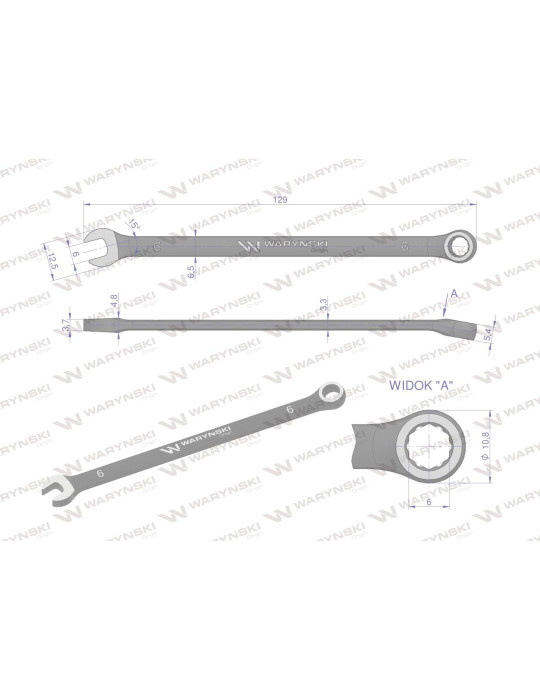KLUCZ PŁASKO-OCZKOWY 6MM STANDART Waryński
WMK016 CrV