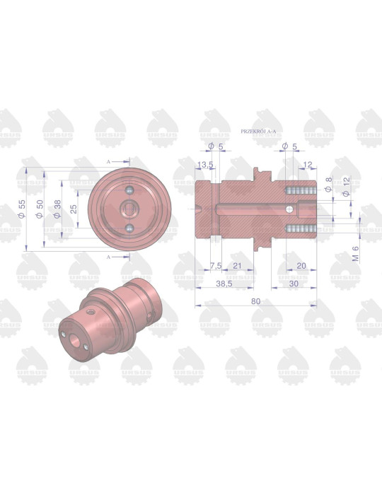 Oś 50002101 koła pośredniego
koła pośredniego