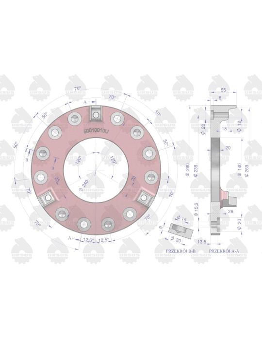 Tarcza DOCISKOWA SPRZĘGŁA
 50010010U
metalowa sprzęgła
