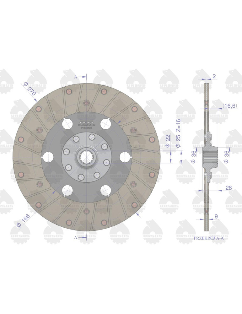 TARCZA SPRZĘGŁA C-330 I-ST. 8 NITÓW
Tarcza sprzęgła napędu ciągnika I stopnia C-330 PREMIUM ORYGINAŁ URSUS
Indeks 42212091PU