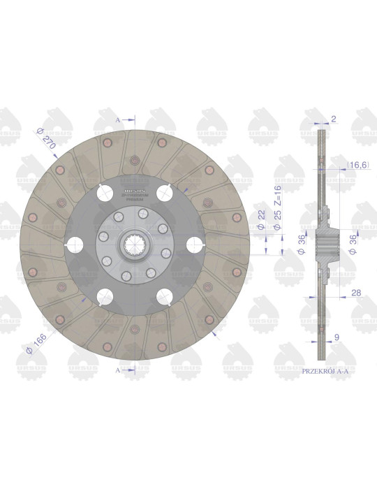 TARCZA SPRZĘGŁA C-330 I-ST. 8 NITÓW
Tarcza sprzęgła napędu ciągnika I stopnia C-330 PREMIUM ORYGINAŁ URSUS
Indeks 42212091PU