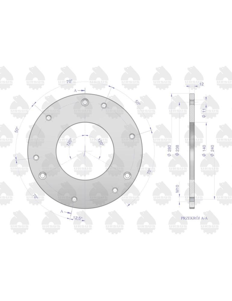 TARCZA 50010021 DOCISKU SPRZĘGŁA ST
Tarcza dociskowa sprzęgła gładka stary typ C-330 ORYGINAŁ URSUS