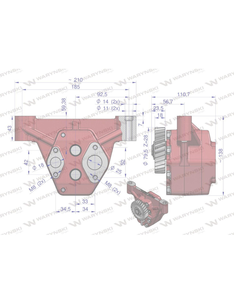 Pompa 86007019
oleju silnikowa 6-cylind. 1222 1224 1634
