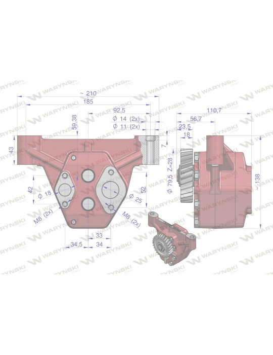 Pompa 86007019
oleju silnikowa 6-cylind. 1222 1224 1634

