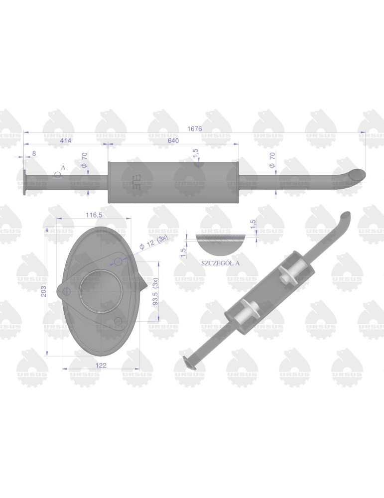 TŁUMIK NASADZANY TURBO 1676MM 9,8KG
89014040U  URSUS