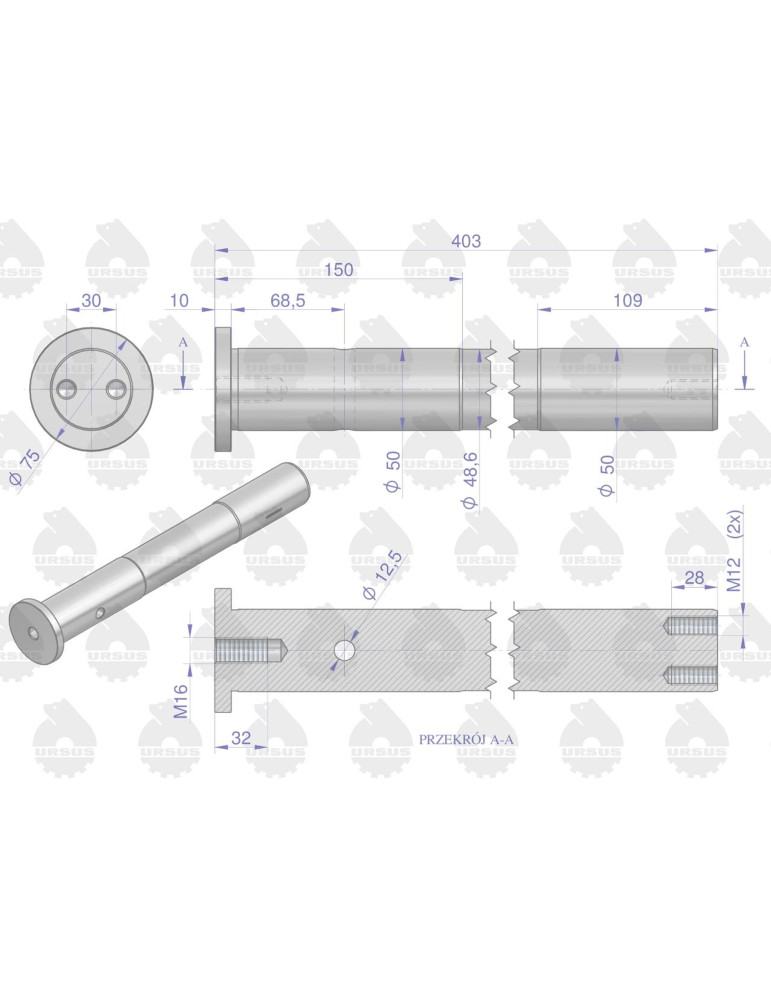 Sworzeń 80200024
osi cienki s. typ