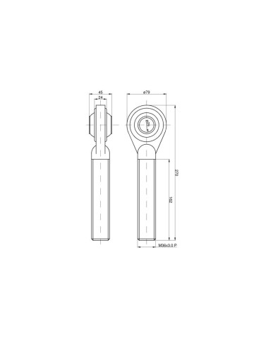 KOŃCÓWKA 89450090 WIESZAK FI29 36X3
m36x3 prawy gwint
wieszaka lewego ciągnik 6-cyl gruba gwint M 36  oko fi29 mm 2