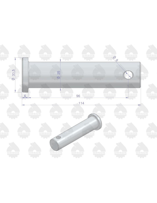 SWORZEŃ 83449050
do wysięgników sworzeń 25
