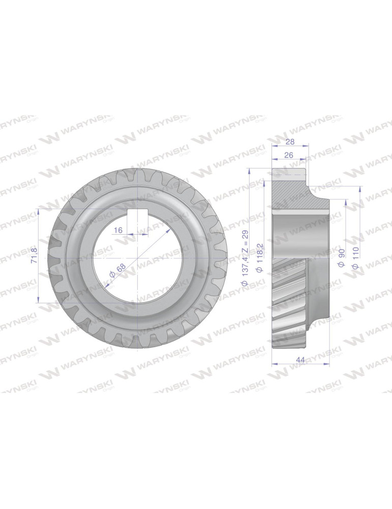 KOŁO 80121182
wpust stałego zazebienia
Koło 2-biegu Z-29 80121182, 86120018