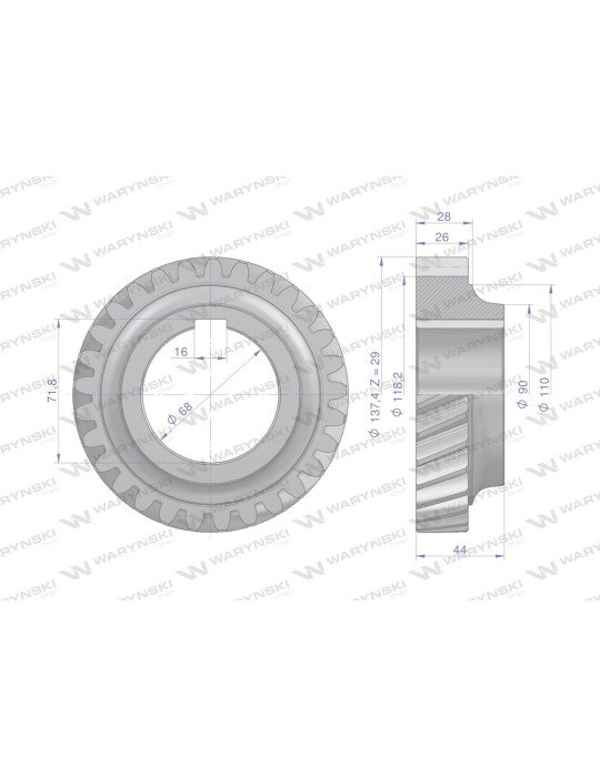 KOŁO 80121182
wpust stałego zazebienia
Koło 2-biegu Z-29 80121182, 86120018