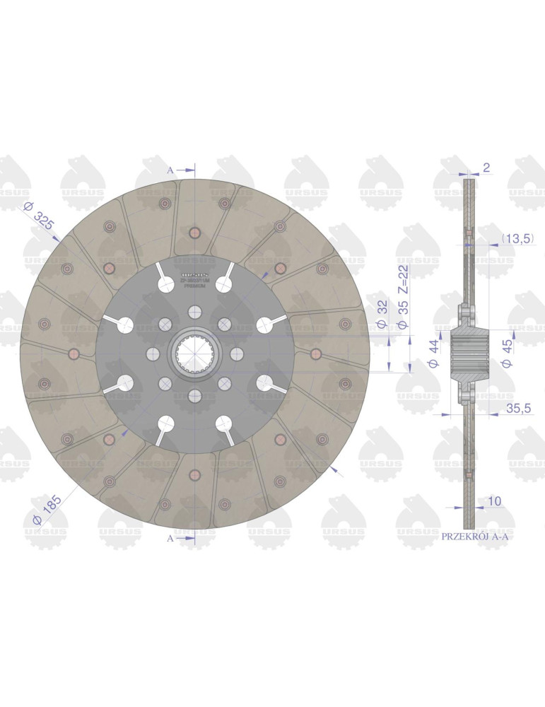 TARCZA SPRZĘGŁA 325MM 22F 86021060
sprzęgłowa fi 325 piasta 22 frezy