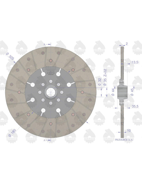 TARCZA SPRZĘGŁA 325MM 22F 86021060
sprzęgłowa fi 325 piasta 22 frezy