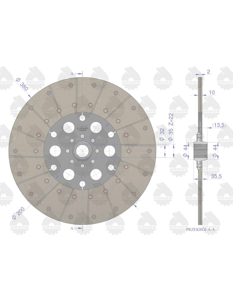 TARCZA SPRZĘGŁA 380MM 22F 89021520
sprzęgła 1634 fi380 piasta 22 frezy