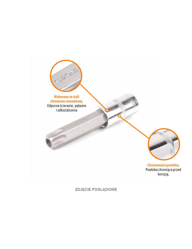 KLUCZ NASADOWY 1/2" BIT TORX T60
T-W-KNT409
Klucz nasadowy 1/2" z bitem TORX 100 mm/T60 / (z otworem) / TEGER