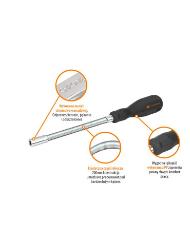 WKRĘTAK ELASTYCZNY DO OPASEK TEGER
Wkrętak elastyczny do opasek ślimakowych 7mm dł 200mm / TEGER
Indeks T-W-WKE001 2