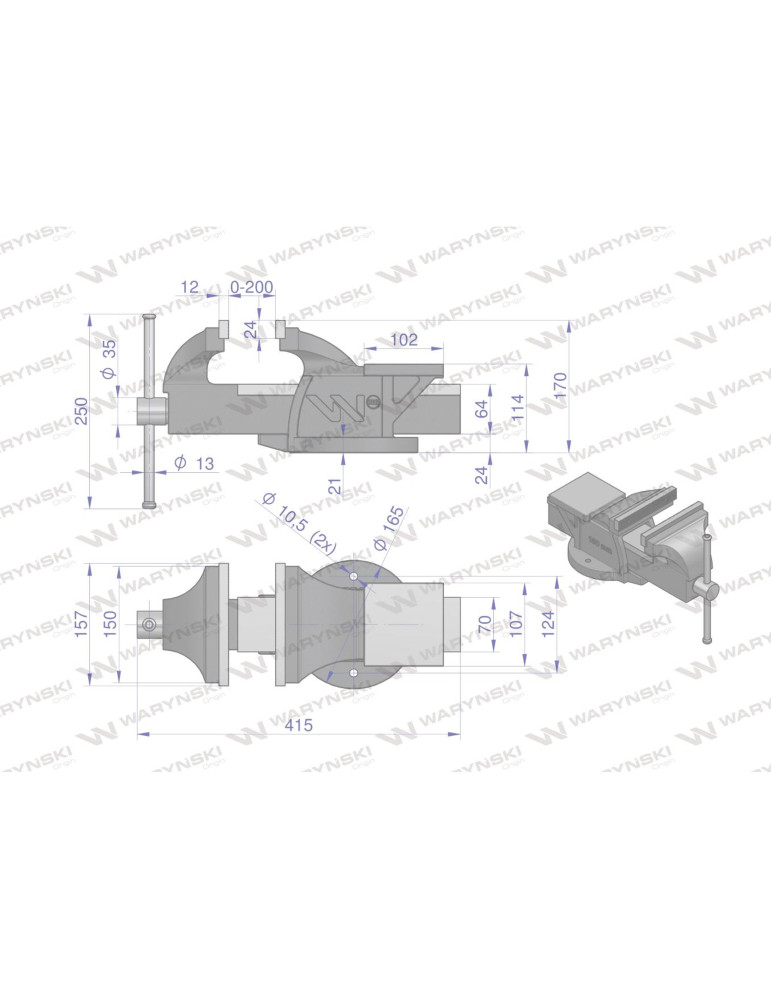 IMADŁO ŚLUSARSKIE 150MM WMI103 
Imadło ślusarskie ciężkie z żeliwa sferoidalnego stałe 150 mm Waryński
Indeks WMI103
