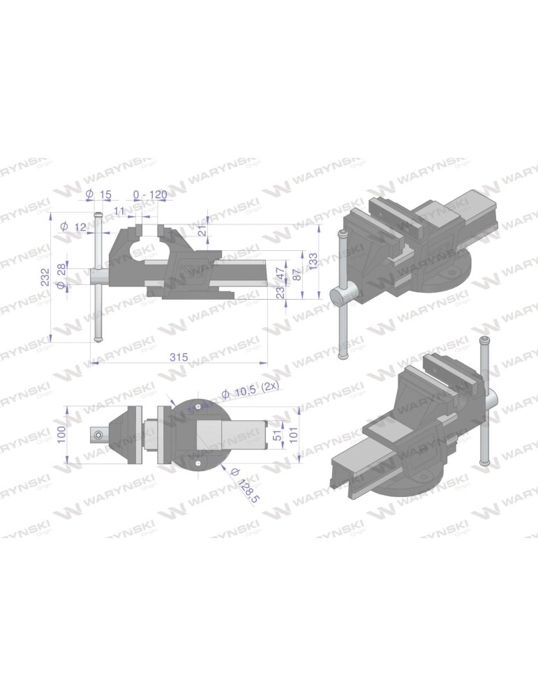 IMADŁO ŚLUSARSKIE 100MM 
Imadło ślusarskie z żeliwa sferoidalnego stałe 100 mm Waryński
Indeks WMI001