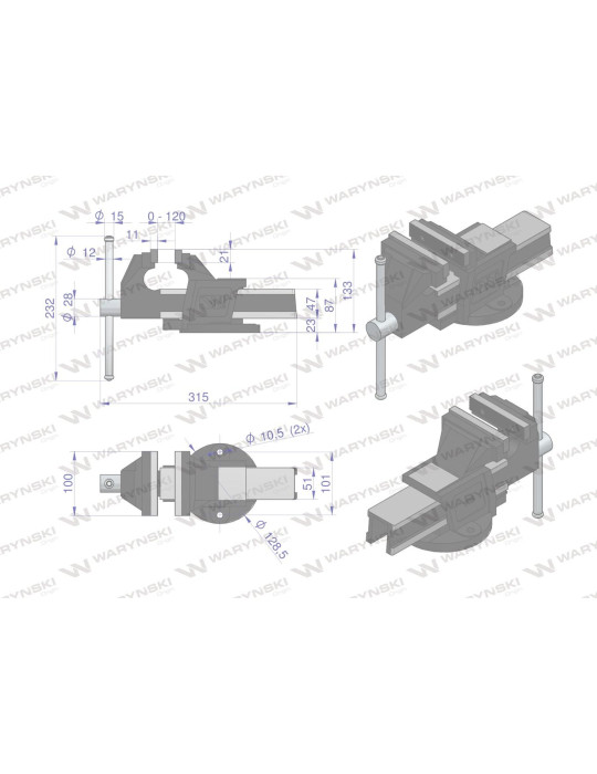 IMADŁO ŚLUSARSKIE 100MM 
Imadło ślusarskie z żeliwa sferoidalnego stałe 100 mm Waryński
Indeks WMI001