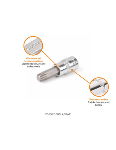 KLUCZ NASADOWY 1/4" BIT TORX T30
T-W-KNT608
Klucz nasadowy 1/4" z bitem TORX 37 mm/T30 /TEGER
 2