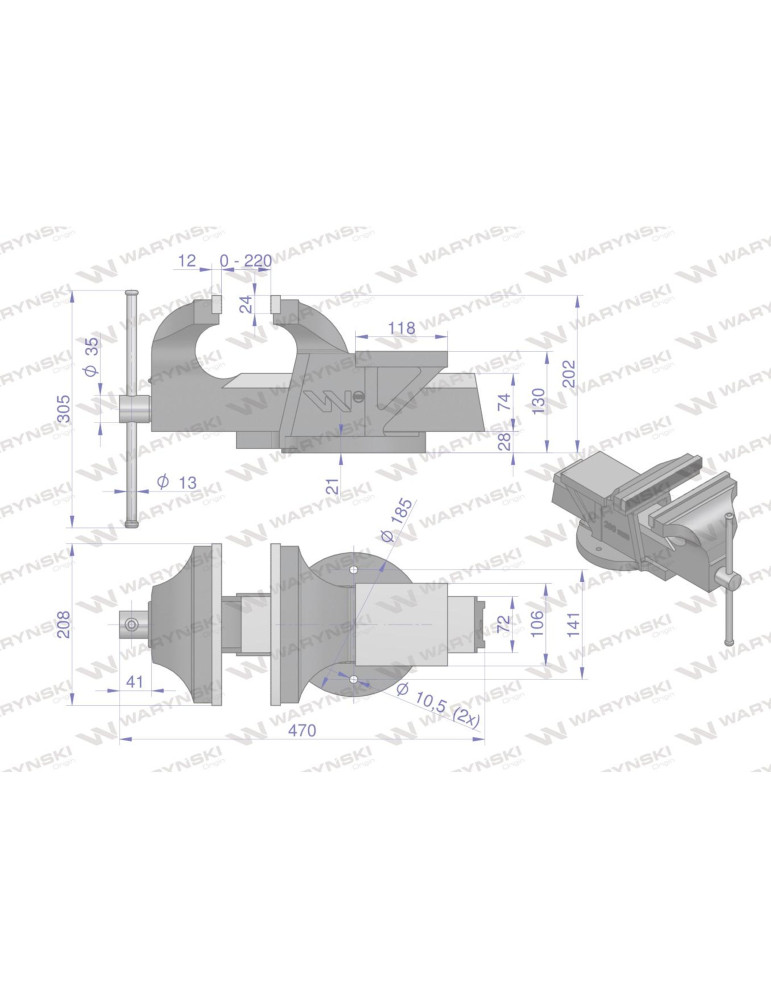 IMADŁO ŚLUSARSKIE 200MM 
WMI104

Imadło ślusarskie ciężkie z żeliwa sferoidalnego stałe 200 mm Waryński
