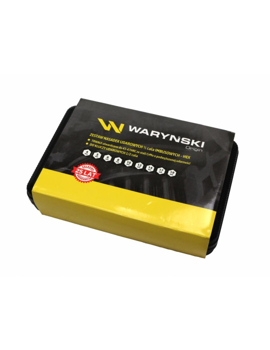 ZESTAW NASADEK UDAR IMBUS H4-H19
WMU289
Zestaw nasadek udarowych 1/2 imbusowych ze stali CrMo H4-H19 HEX 9 el Waryński
