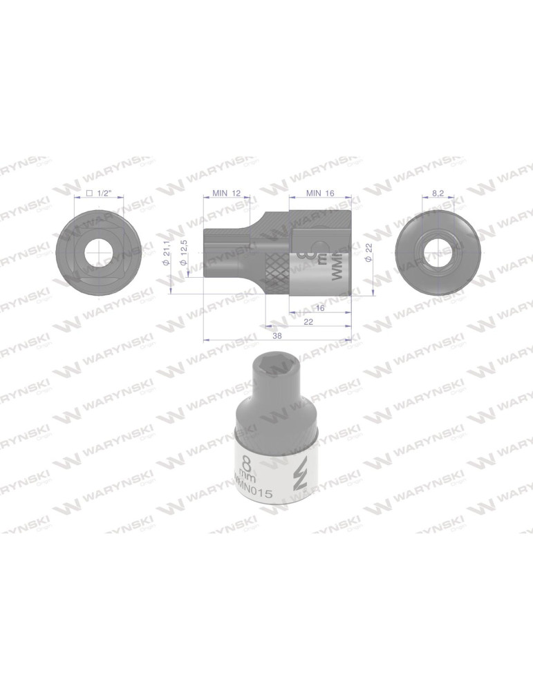 NASADKA SZEŚCIOKĄTNA 1/2"8MM Waryński
WMN015