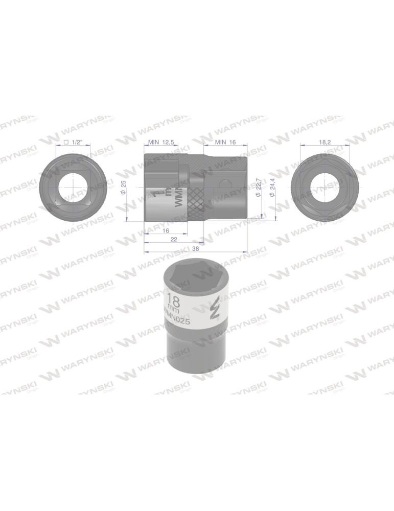NASADKA SZEŚCIOKĄTNA 1/2"18MM Waryński
WMN025