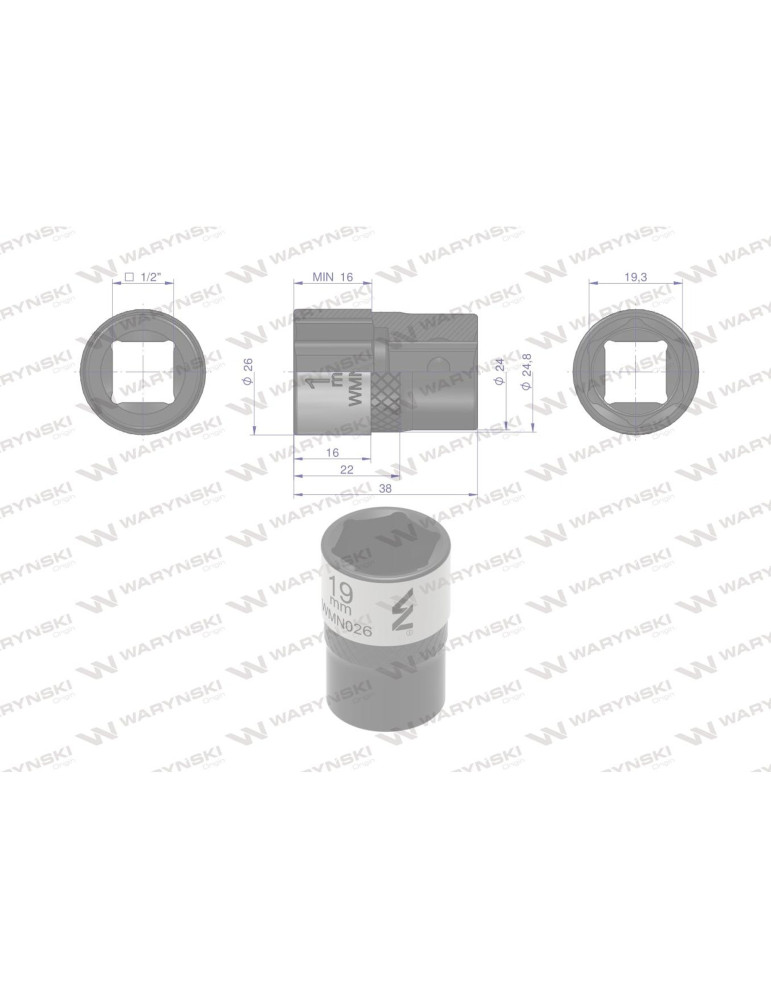 NASADKA SZEŚCIOKĄTNA 1/2"19MM Waryński
WMN026