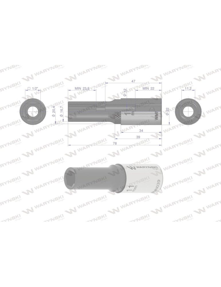 NASADKA SZEŚCIOKĄTNA 1/2"11MM DŁUGA Waryński
WMN039