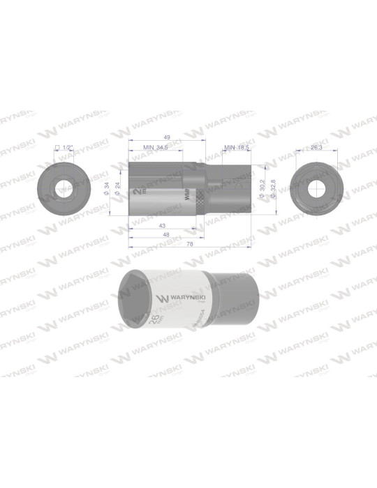 NASADKA SZEŚCIOKĄTNA 1/2"26MM DŁUGA Waryński
WMN054