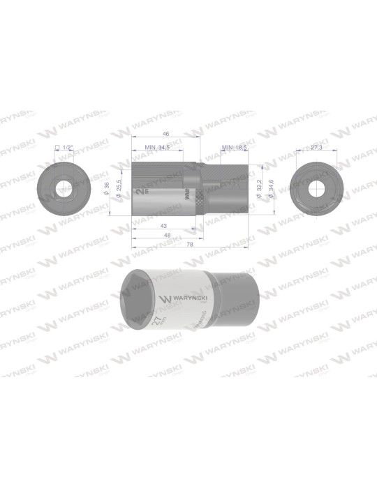 NASADKA SZEŚCIOKĄTNA 1/2"27MM DŁUGA Waryński
WMN055