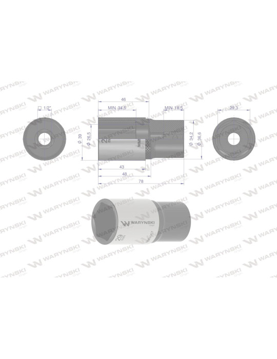 NASADKA SZEŚCIOKĄTNA 1/2"29MM DŁUGA Waryński
WMN057