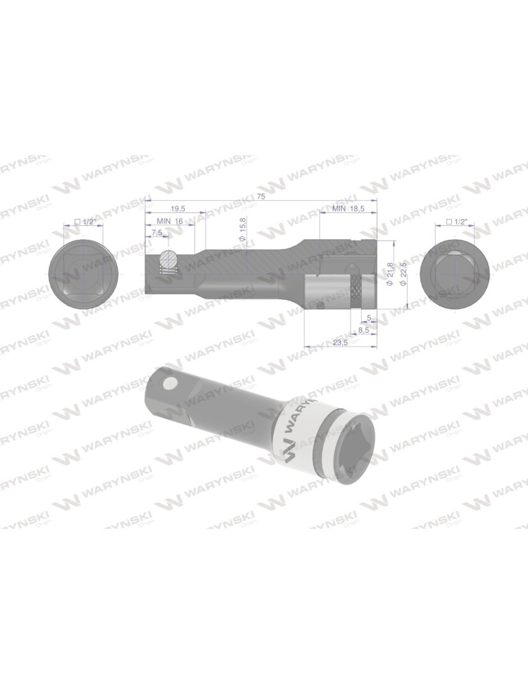PRZEDŁUŻKA 1/2" 75MM Waryński
WMN130