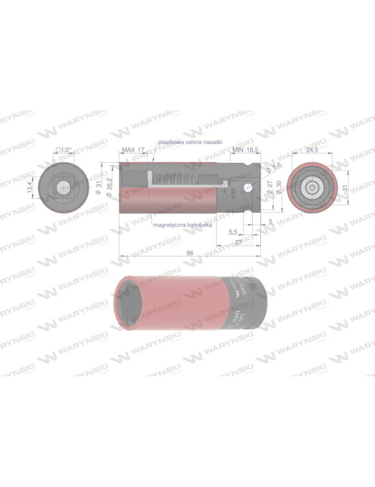 NASADKA UDAROWA 1/2"21 DO FELG ALU Waryński
WMU126