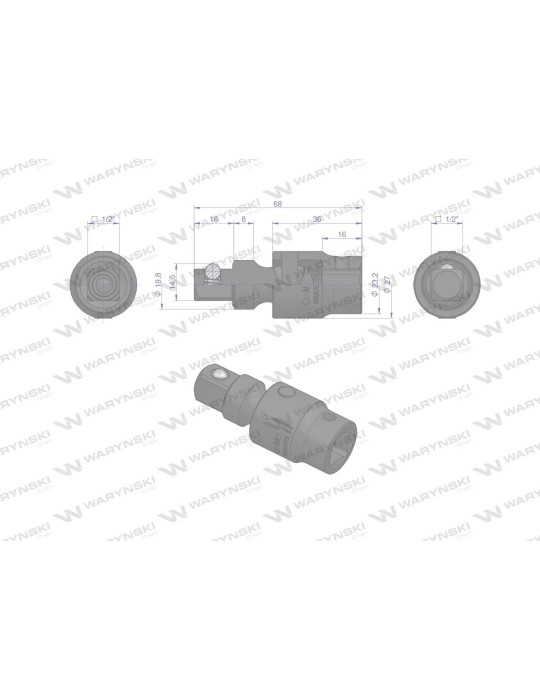 PRZEGUB DO NASADEK UDAR 1/2" Waryński
 WMU053 CrMo chromowo-molibdenowa