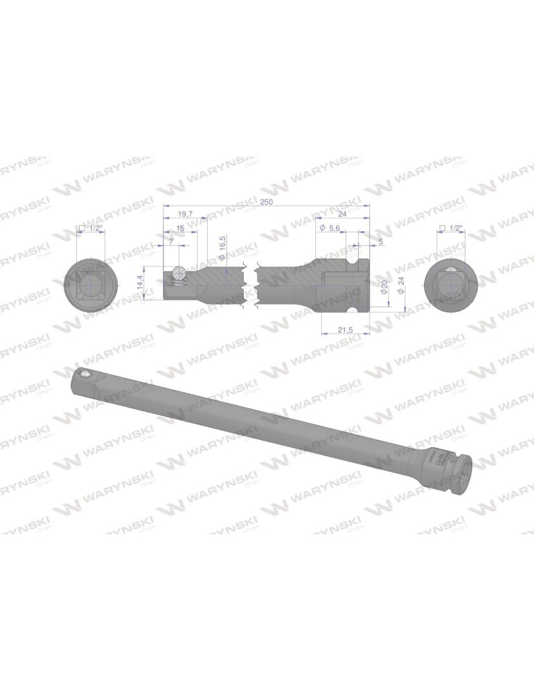 PRZEDŁUŻKA DO NASADEK UDAR 1/2"250mm Waryński
WMU056 CrMo