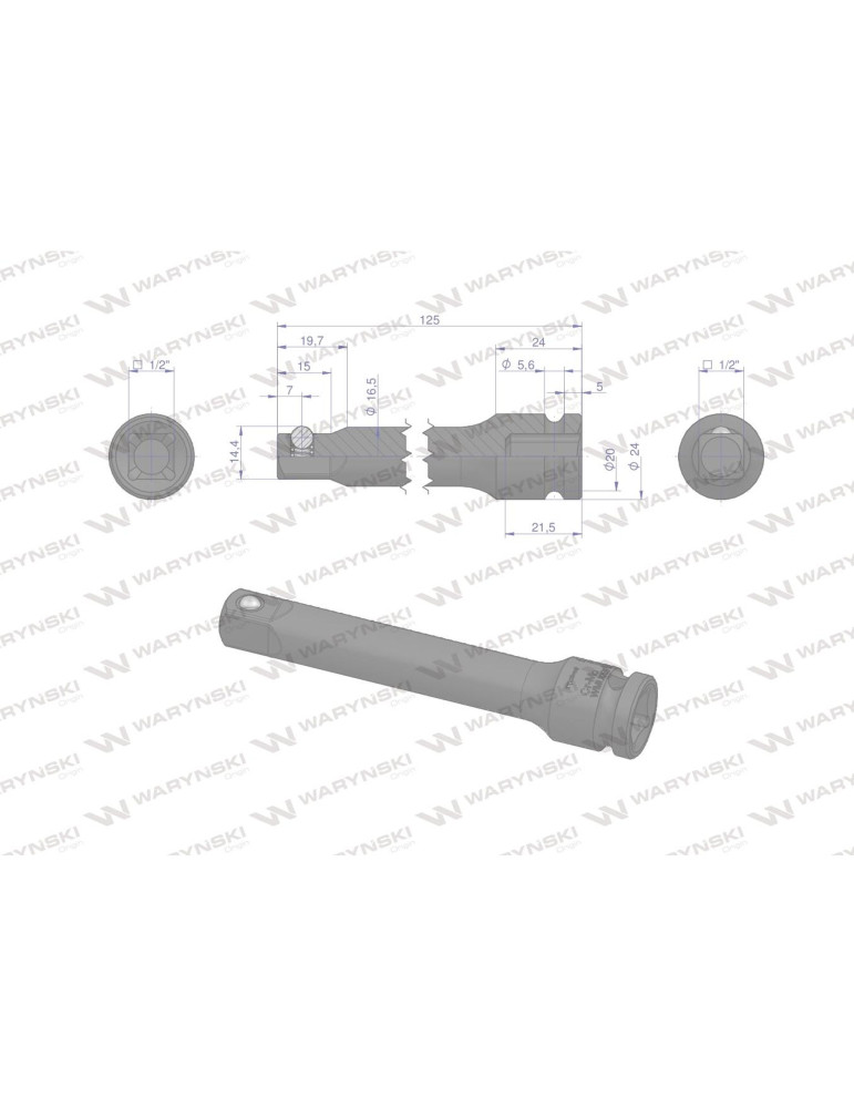 PRZEDŁUŻKA DO NASADEK UDAR 1/2"125mm Waryński
WMU055 CrMo