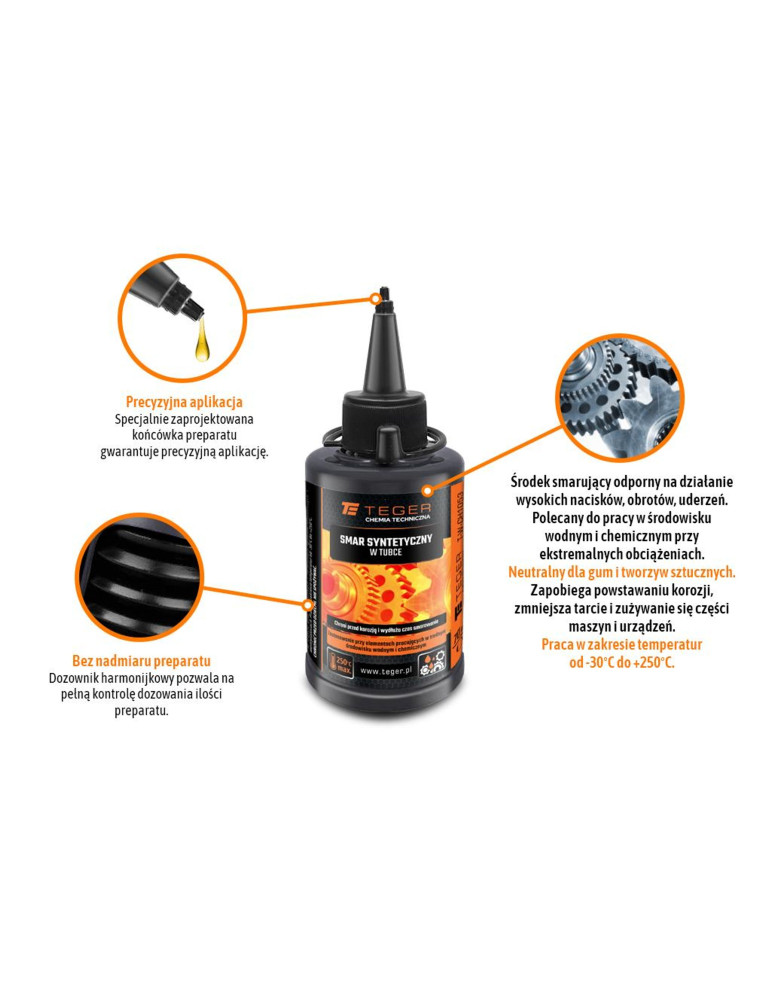 SMAR SYNTETYCZNY 70ML TEGER +250°C
T-W-CH1053
Smar syntetyczny w tubce, 70 ml, Teger