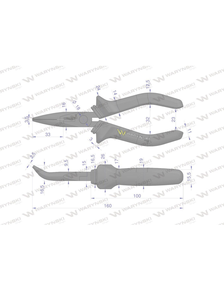 SZCZYPCE WYDŁUŻONE WYGIĘTE 160MM Waryński
WMP009