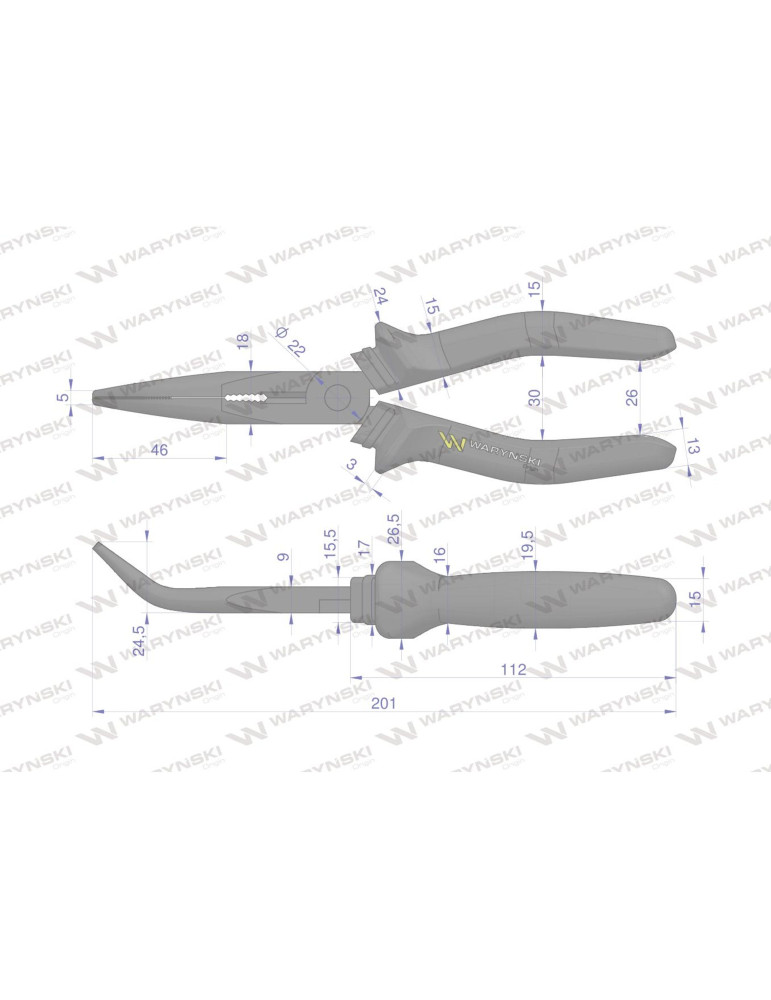 SZCZYPCE WYDŁUŻONE WYGIĘTE 200MM Waryński
WMP011