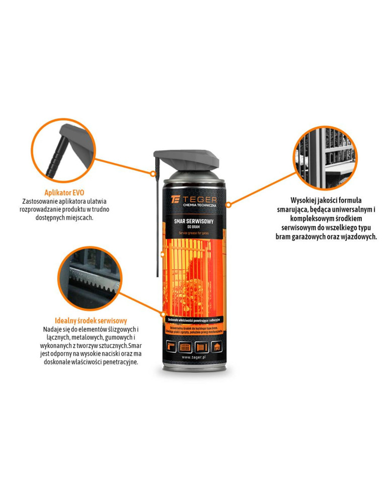 Smar serwisowy do bram z aplikatorem EVO 500 ml / TEGER
T-W-CH1015