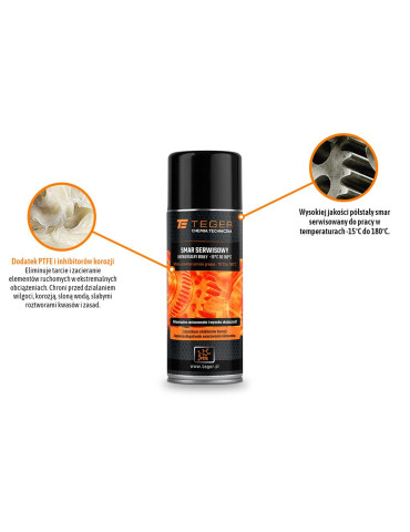 SMAR SERWISOWY BIAŁY 400ML 
T-W-CH1013
Smar serwisowy biały uniwersalny - 15 °C do 180 °C 400 ml / TEGER 2