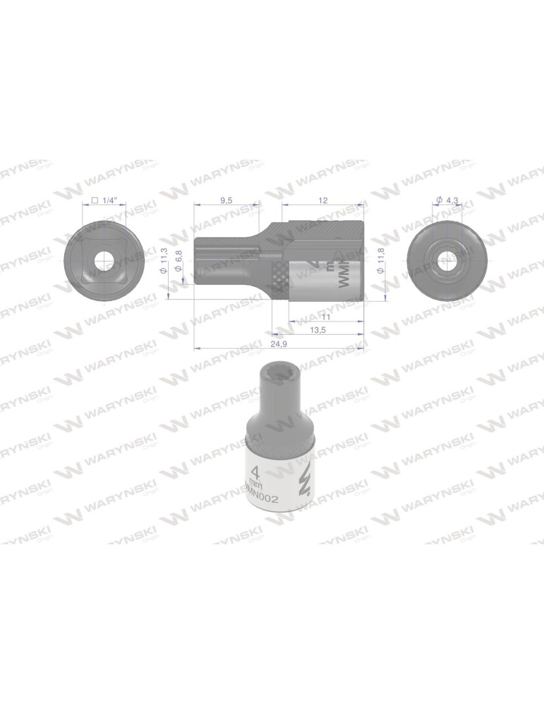 NASADKA DWUNASTOKĄTNA 1/4"4MM Waryński
WMN002 CrV50BV30