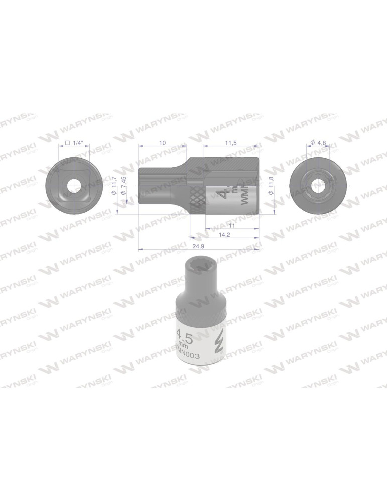 NASADKA DWUNASTOKĄTNA 1/4"4,5MM Waryński
WMN003 CrV50Bv30