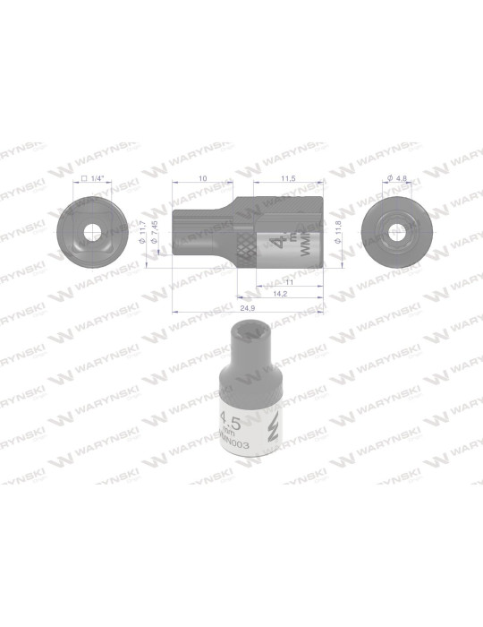 NASADKA DWUNASTOKĄTNA 1/4"4,5MM Waryński
WMN003 CrV50Bv30